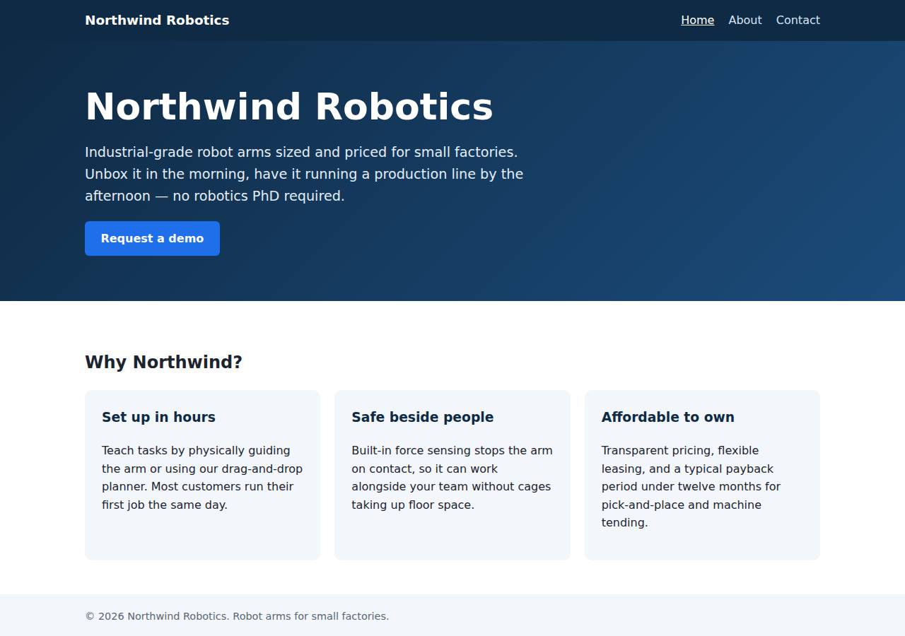 The home page, Static site on Render
