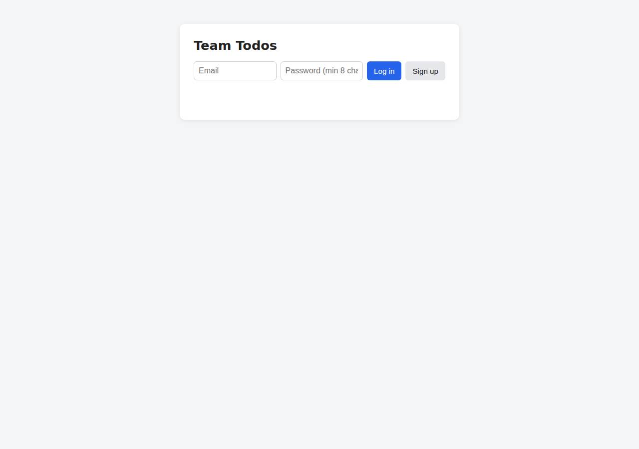 The web app before signing in, CRUD app on Vercel