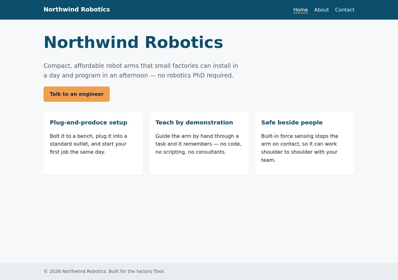 The home page, Static site on Vercel