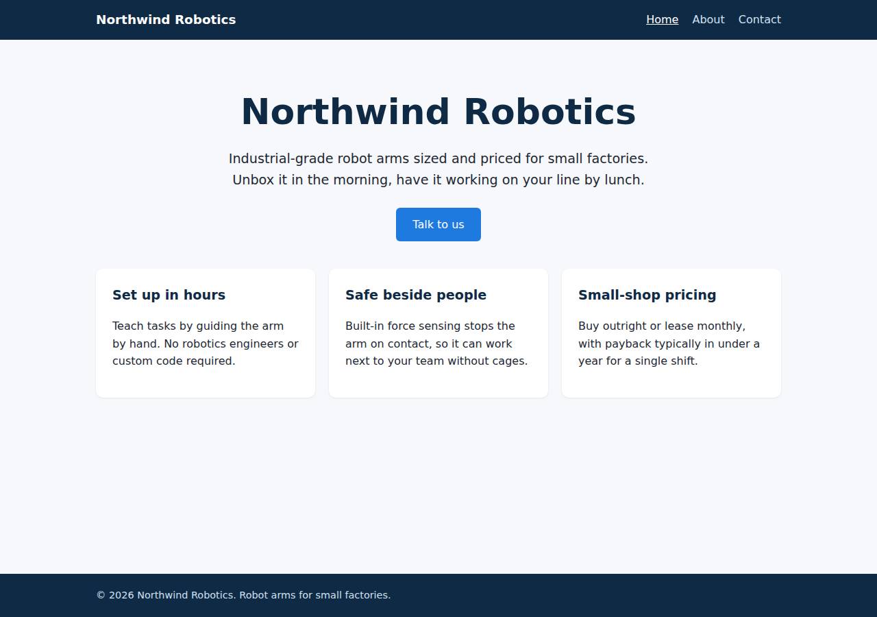 The home page, Static site on DigitalOcean