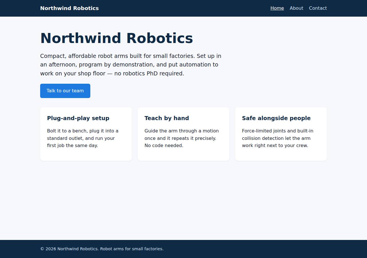 The home page, Static site on Render