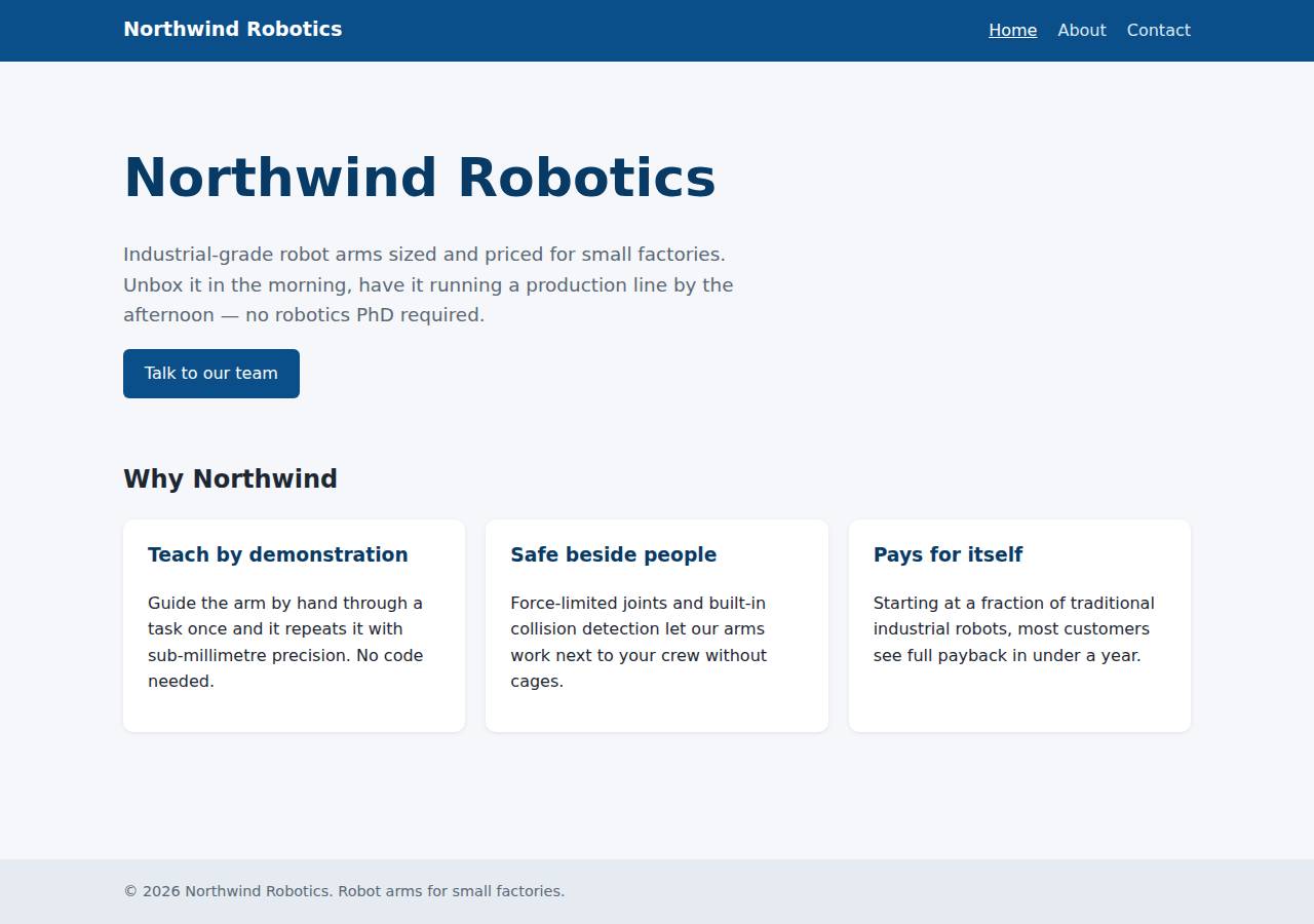The home page, Static site on Vercel