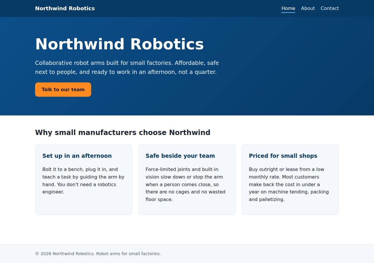 The home page, Static site on Cloudish