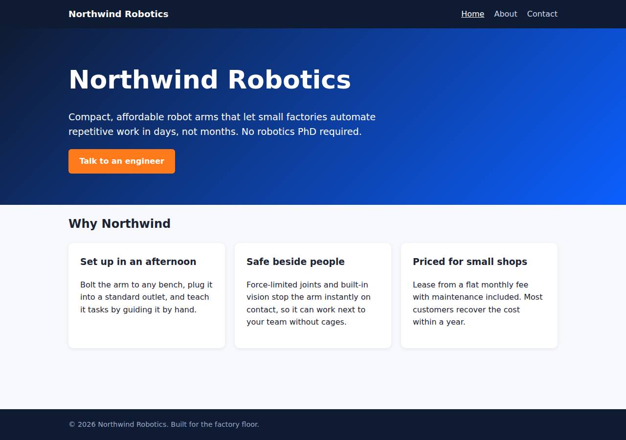 The home page, Static site on DigitalOcean