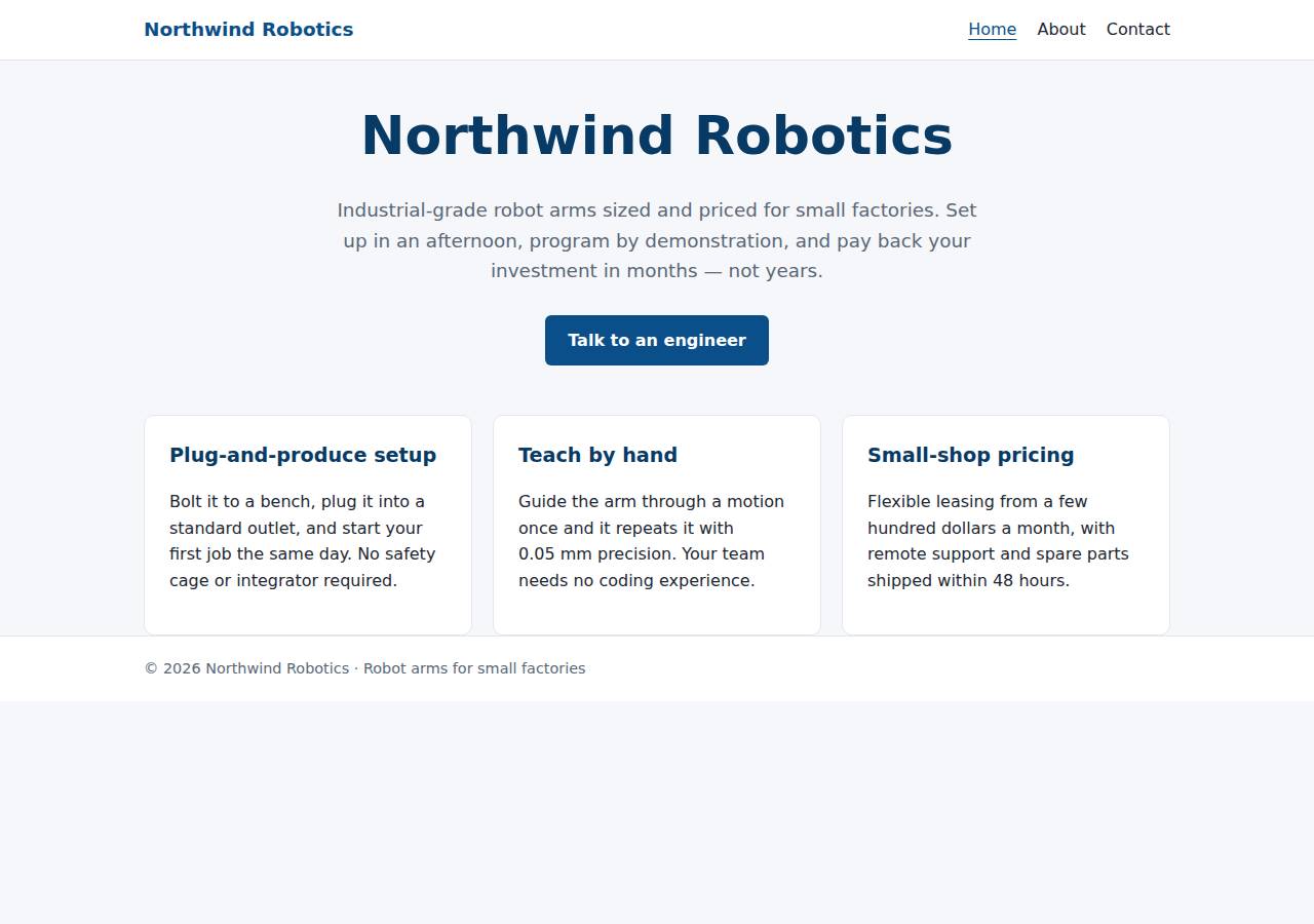The home page, Static site on Railway