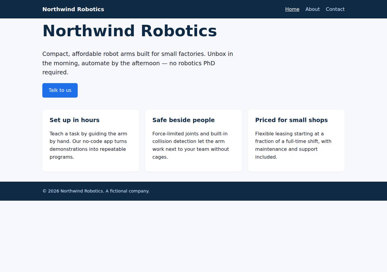 The home page, Static site on Vercel