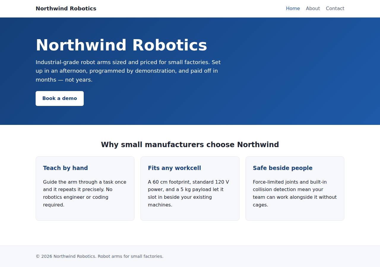 The home page, Static site on Cloudish