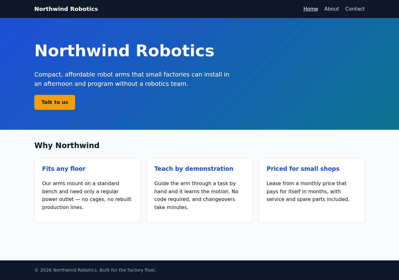 The home page, Static site on DigitalOcean