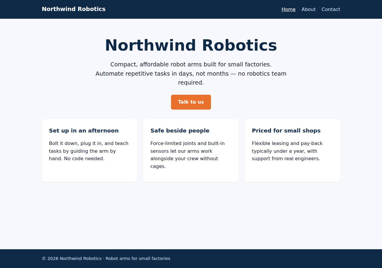 The home page, Static site on Render