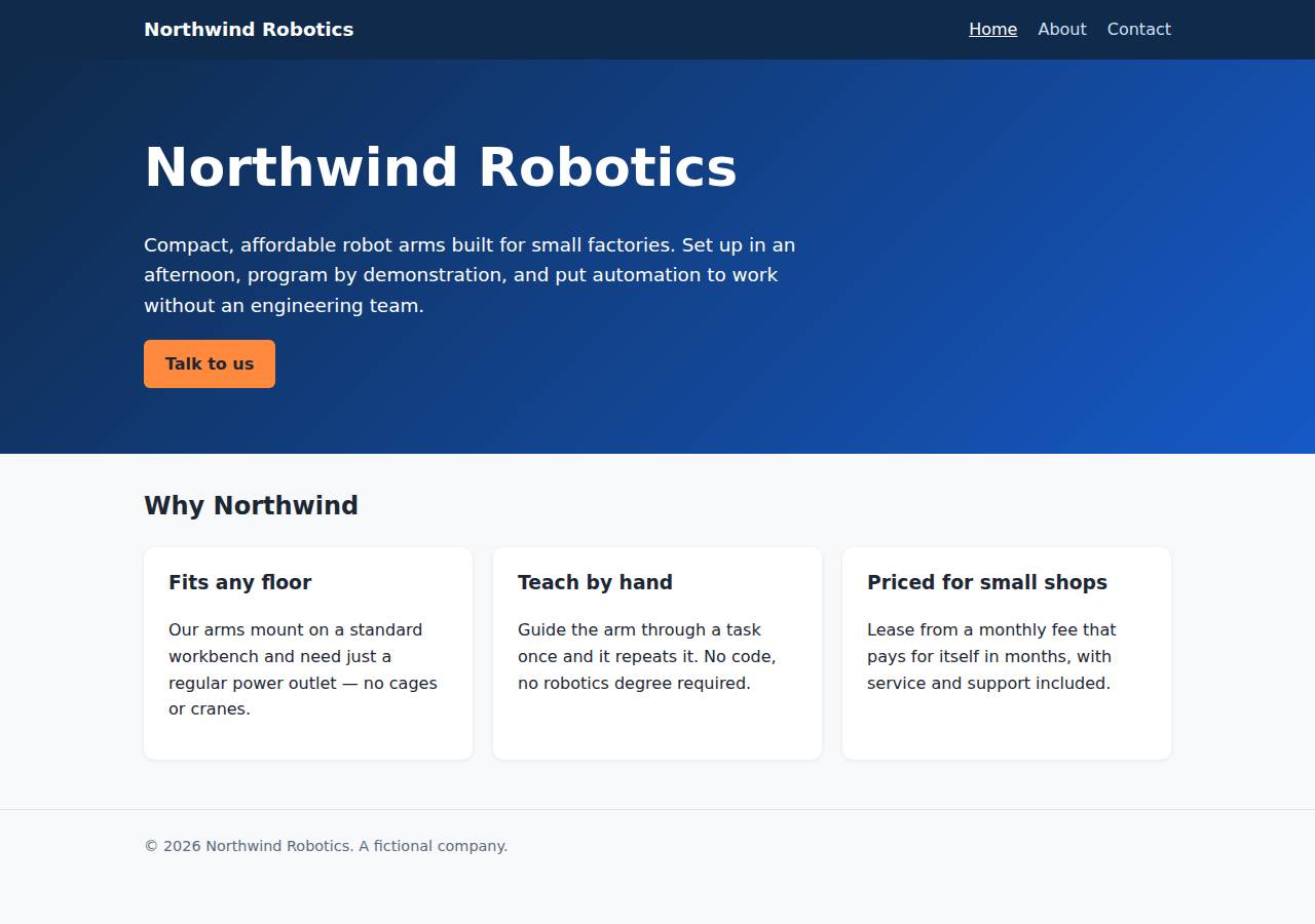 The home page, Static site on Vercel