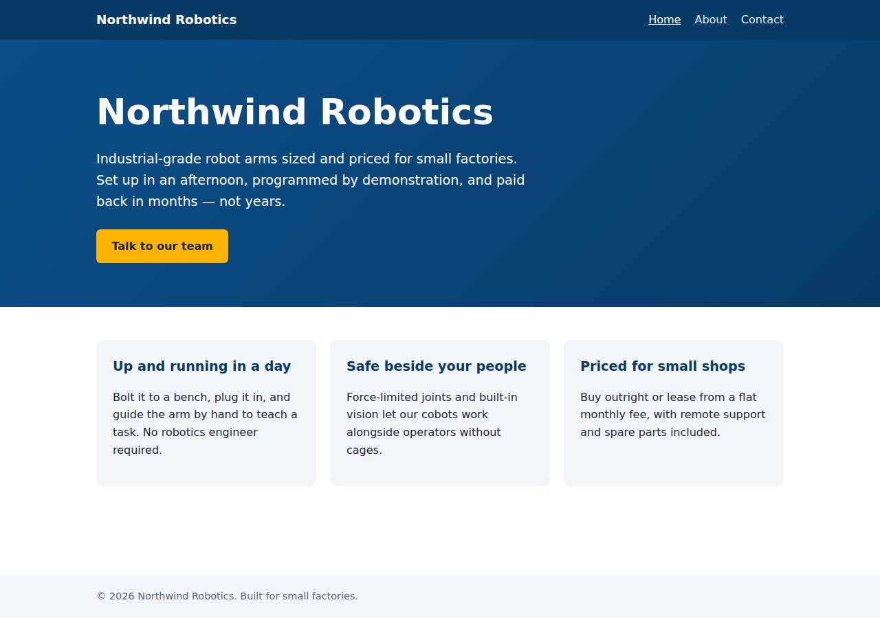 The home page, Static site on Render
